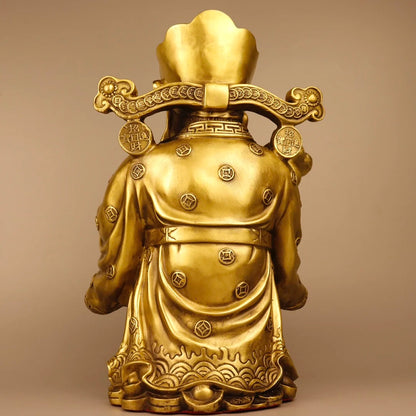 13"Tibetan Temple Seikos Brass Ingots coin As one wishes God of Fortune fat god of wealth Wealth is booming Gather fortune