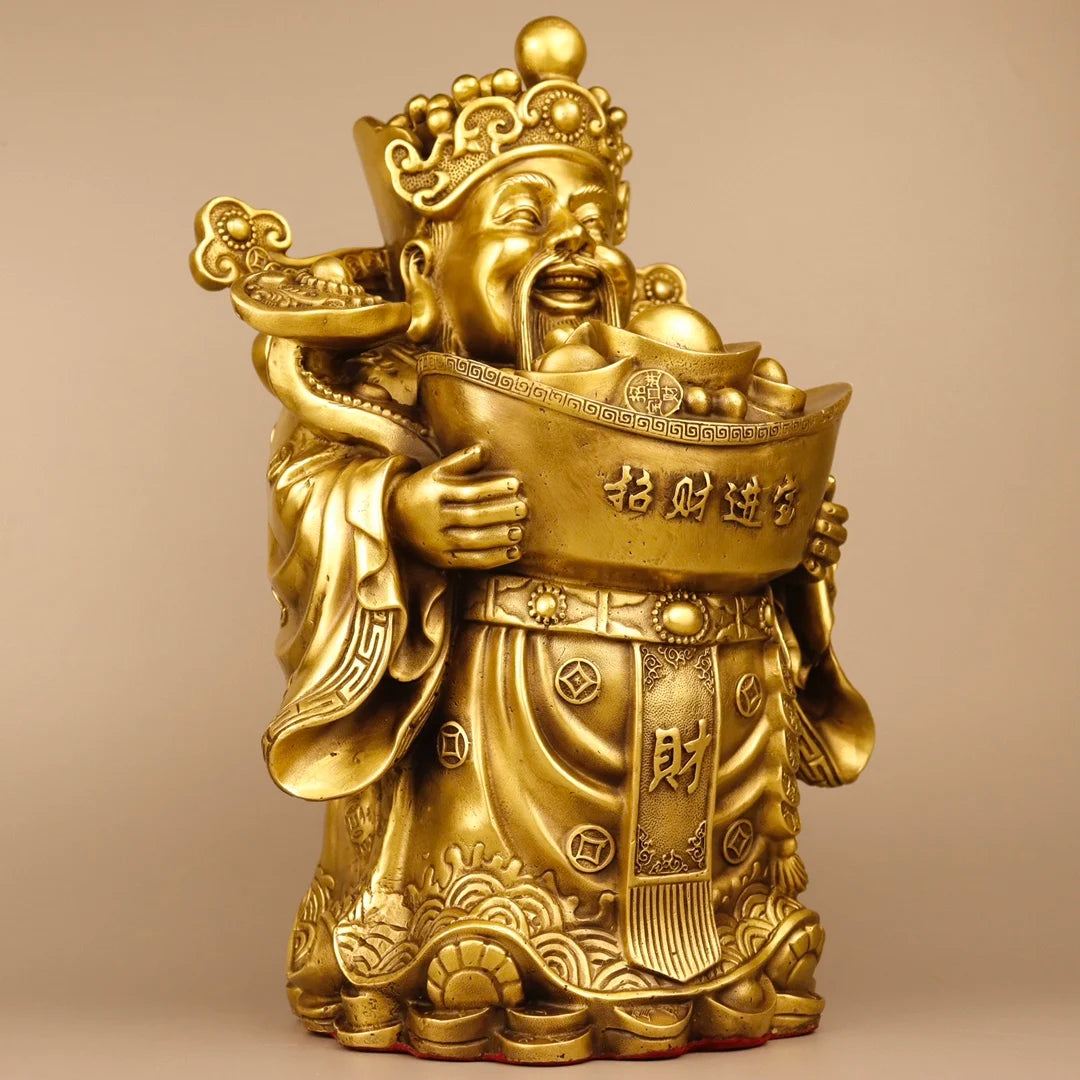 13"Tibetan Temple Seikos Brass Ingots coin As one wishes God of Fortune fat god of wealth Wealth is booming Gather fortune