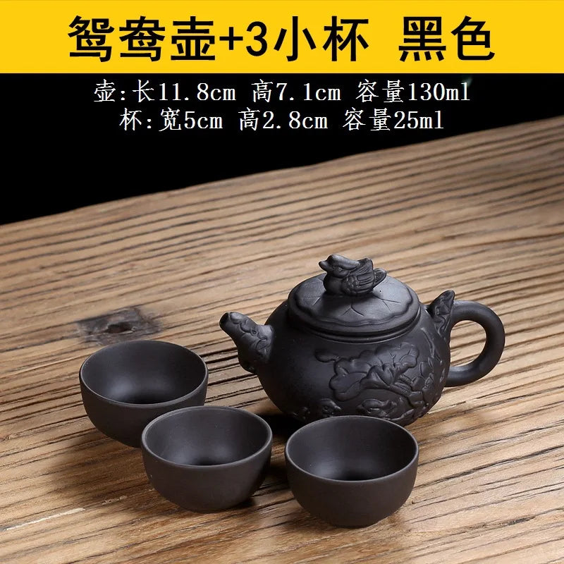 130CC Yixing Purple Clay Teapot Chinese Kettle Handmade Kung Fu Zisha Tea Set Puer Teaware