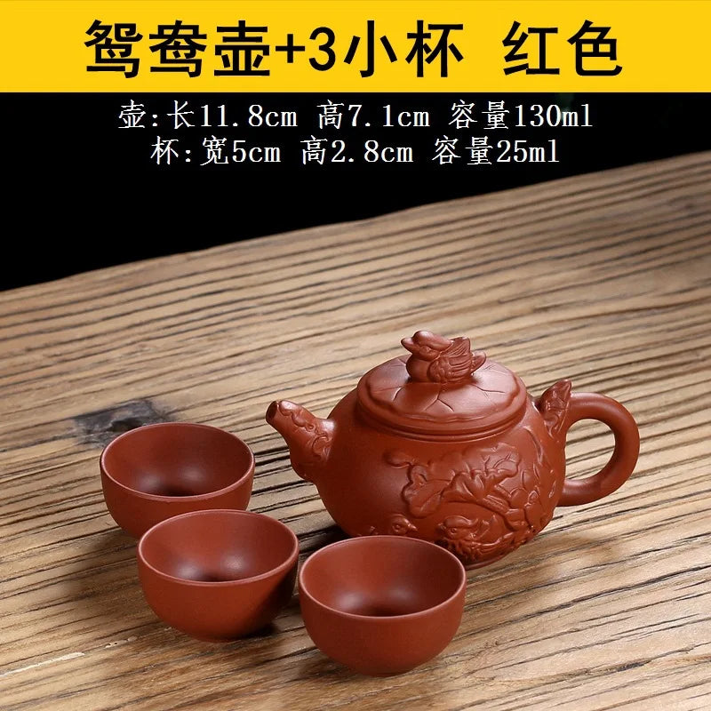 130CC Yixing Purple Clay Teapot Chinese Kettle Handmade Kung Fu Zisha Tea Set Puer Teaware