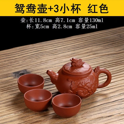 130CC Yixing Purple Clay Teapot Chinese Kettle Handmade Kung Fu Zisha Tea Set Puer Teaware