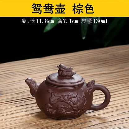 130CC Yixing Purple Clay Teapot Chinese Kettle Handmade Kung Fu Zisha Tea Set Puer Teaware