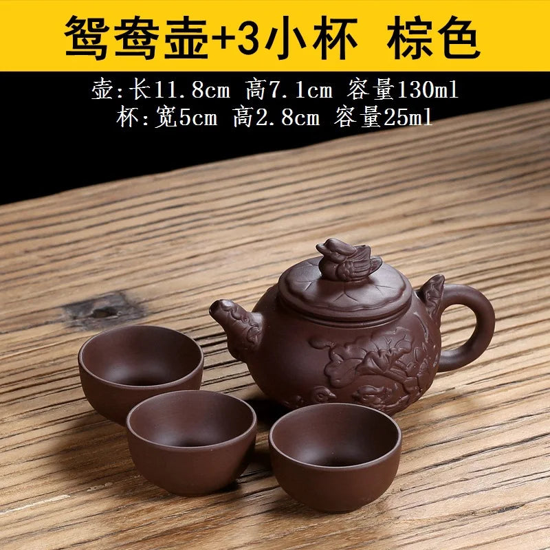 130CC Yixing Purple Clay Teapot Chinese Kettle Handmade Kung Fu Zisha Tea Set Puer Teaware