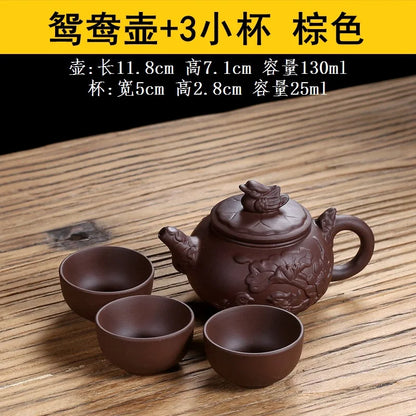 130CC Yixing Purple Clay Teapot Chinese Kettle Handmade Kung Fu Zisha Tea Set Puer Teaware