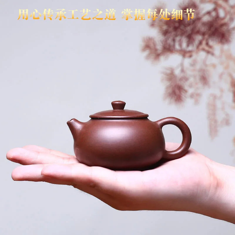 130cc Kung Fu Zisha Hand playing Teapot Yixing Purple Clay Mini Pot Small Capacity Kettle Pure  Teaware
