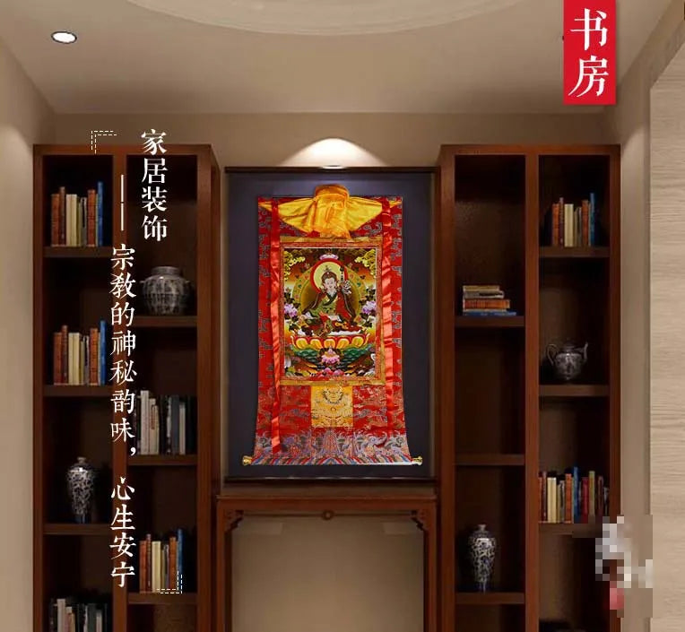 130cm large Wholesale Buddhist supplies HOME Temple WALL High grade decorative silk Guru Padmasambhava Thang-ga Thangka painting