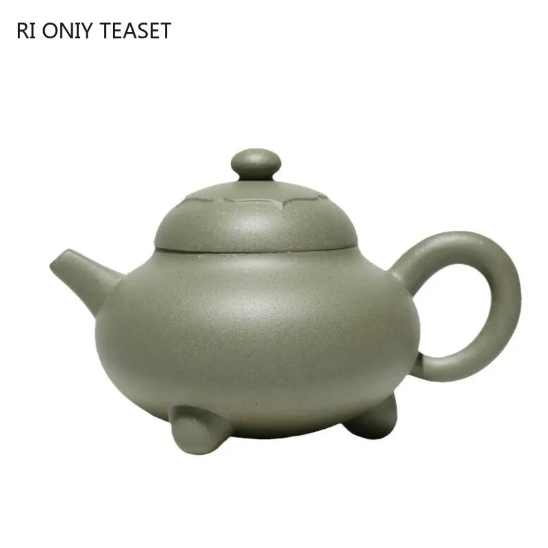 130ml Authentic Chinese Yixing Purple Clay Teapots Famous Artists Handmade Tripod Shape Tea Pot Raw Ore Kettle Zisha Tea Set