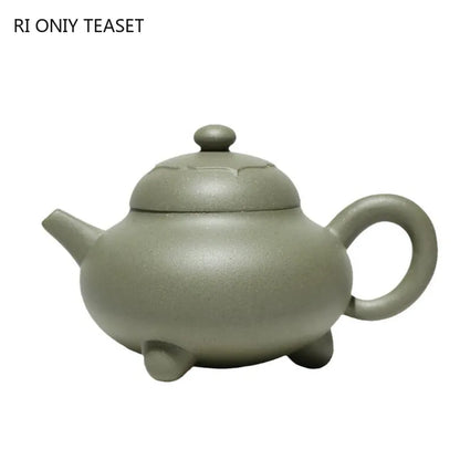 130ml Authentic Chinese Yixing Purple Clay Teapots Famous Artists Handmade Tripod Shape Tea Pot Raw Ore Kettle Zisha Tea Set