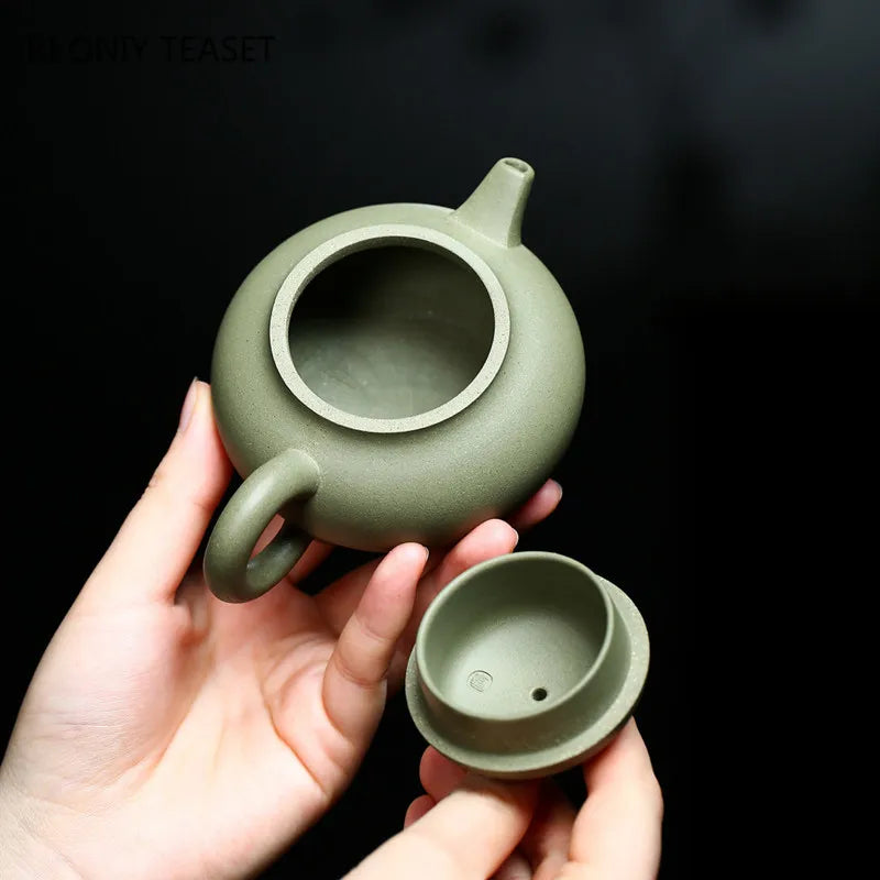 130ml Authentic Chinese Yixing Purple Clay Teapots Famous Artists Handmade Tripod Shape Tea Pot Raw Ore Kettle Zisha Tea Set