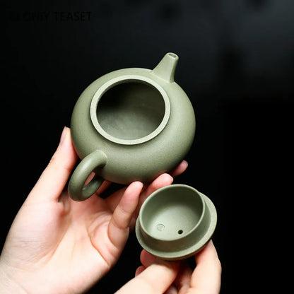 130ml Authentic Chinese Yixing Purple Clay Teapots Famous Artists Handmade Tripod Shape Tea Pot Raw Ore Kettle Zisha Tea Set