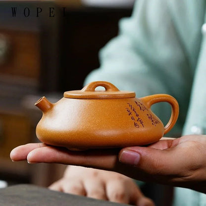 130ml Authentic Yixing Purple Clay Teapot Master Handmade Stone Scoop Tea Pot Raw Ore Duan Mud Kettle Chinese Zisha Tea Set