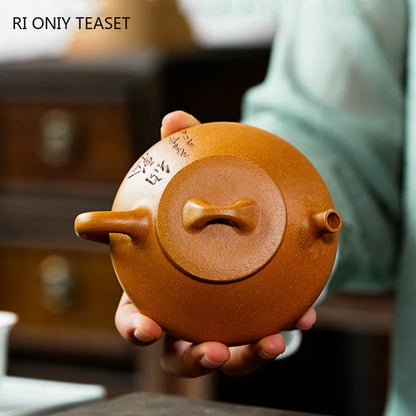 130ml Authentic Yixing Purple Clay Teapot Master Handmade Stone Scoop Tea Pot Raw Ore Duan Mud Kettle Chinese Zisha Tea Set