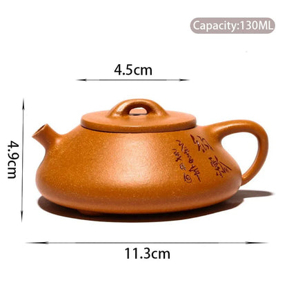 130ml Authentic Yixing Purple Clay Teapot Master Handmade Stone Scoop Tea Pot Raw Ore Duan Mud Kettle Chinese Zisha Tea Set