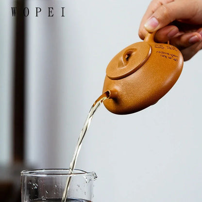 130ml Authentic Yixing Purple Clay Teapot Master Handmade Stone Scoop Tea Pot Raw Ore Duan Mud Kettle Chinese Zisha Tea Set