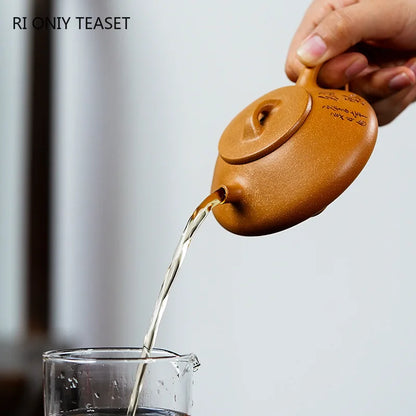 130ml Authentic Yixing Purple Clay Teapot Master Handmade Stone Scoop Tea Pot Raw Ore Duan Mud Kettle Chinese Zisha Tea Set