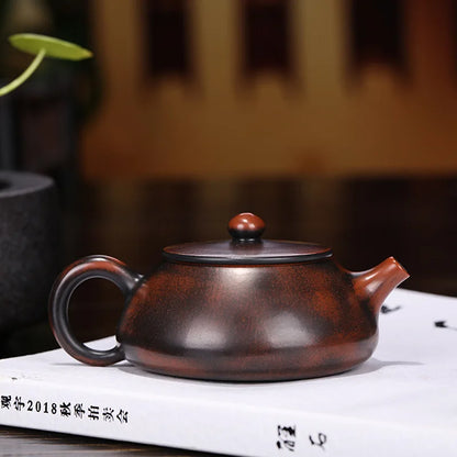 130ml Boutique Raw Ore Stone Scoop Tea Pot Yixing Purple Clay Teapots Handmade Ball Hole Filtration Kettle Tea Table Accessories