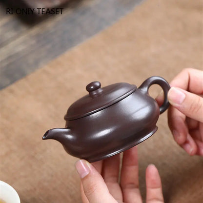 130ml Chinese Yixing Authentic Purple Clay Teapots Famous Handmade Large Caliber Tea Pot Beauty Kettle Raw Ore Zisha Tea Set