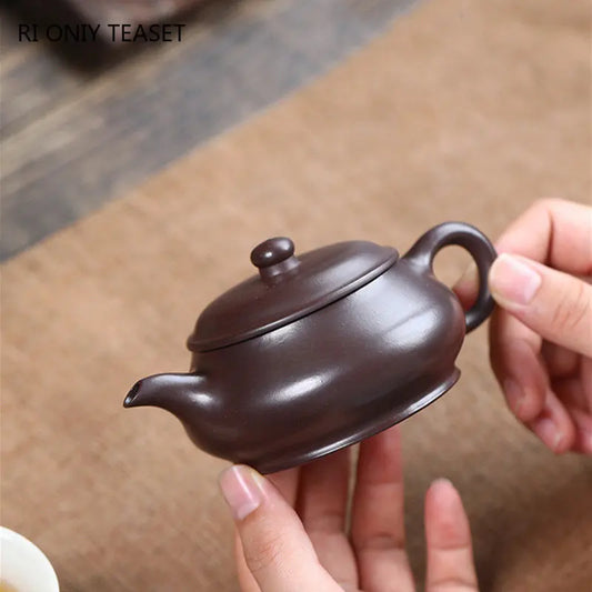 130ml Chinese Yixing Authentic Purple Clay Teapots Famous Handmade Large Caliber Tea Pot Beauty Kettle Raw Ore Zisha Tea Set