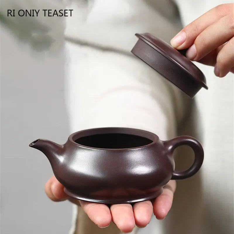 130ml Chinese Yixing Authentic Purple Clay Teapots Famous Handmade Large Caliber Tea Pot Beauty Kettle Raw Ore Zisha Tea Set
