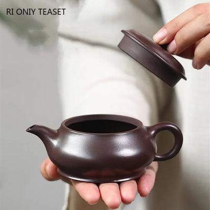 130ml Chinese Yixing Authentic Purple Clay Teapots Famous Handmade Large Caliber Tea Pot Beauty Kettle Raw Ore Zisha Tea Set