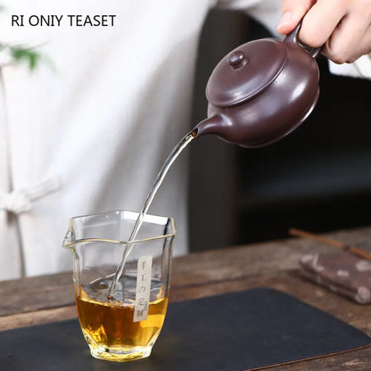 130ml Chinese Yixing Authentic Purple Clay Teapots Famous Handmade Large Caliber Tea Pot Beauty Kettle Raw Ore Zisha Tea Set