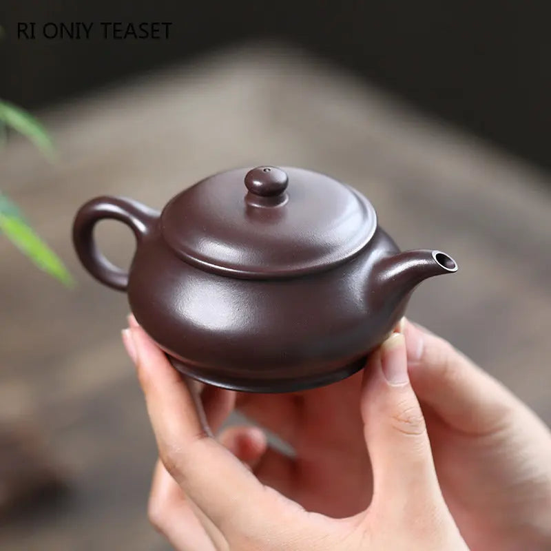 130ml Chinese Yixing Authentic Purple Clay Teapots Famous Handmade Large Caliber Tea Pot Beauty Kettle Raw Ore Zisha Tea Set