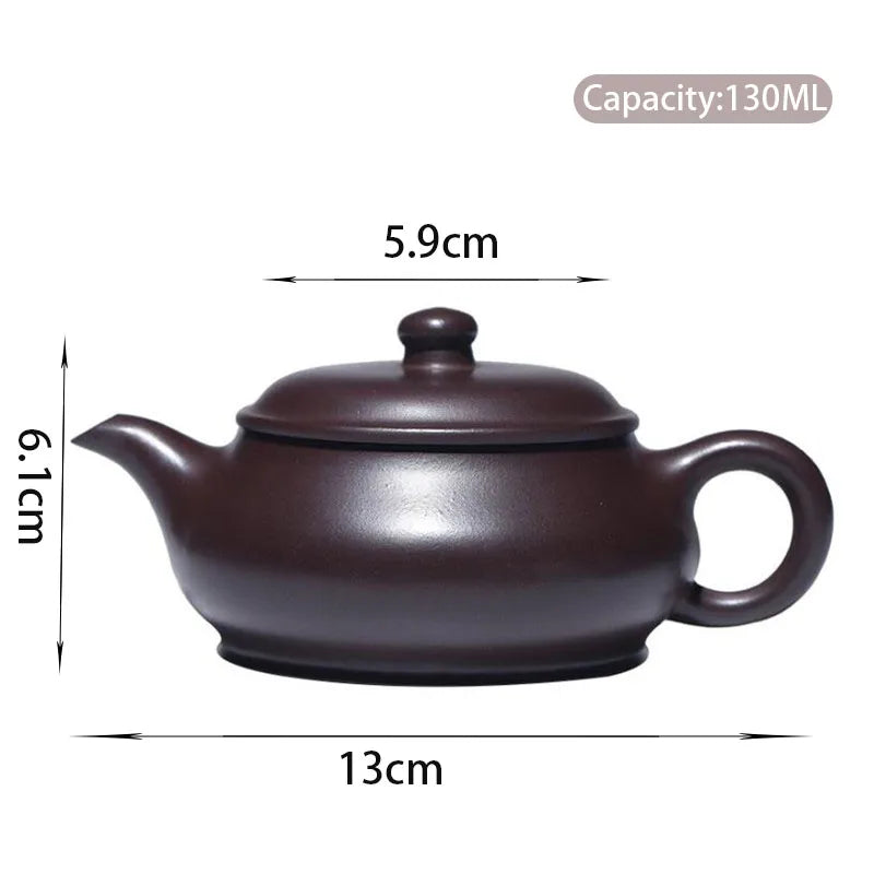 130ml Chinese Yixing Authentic Purple Clay Teapots Famous Handmade Large Caliber Tea Pot Beauty Kettle Raw Ore Zisha Tea Set