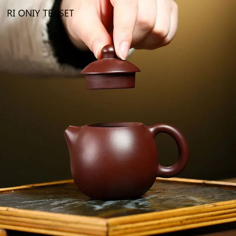 130ml Chinese Yixing Famous Purple Clay Teapots Handmade Dragon Egg Tea Pot Raw Ore Purple Zhu Mud Kettle Zisha Tea Set Teaware