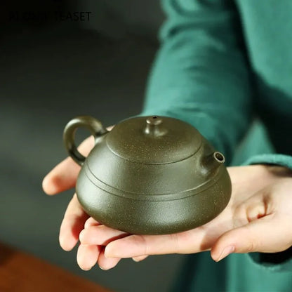 130ml Chinese Yixing High-end Purple Clay Teapot Ball Hole Filter Famous Handmade Raw Ore Green Mud Tea Pot Kettle Zisha Tea Set