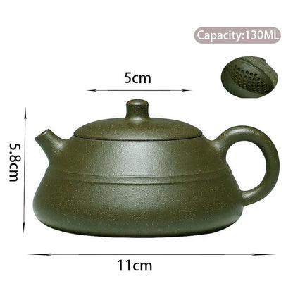 130ml Chinese Yixing High-end Purple Clay Teapot Ball Hole Filter Famous Handmade Raw Ore Green Mud Tea Pot Kettle Zisha Tea Set
