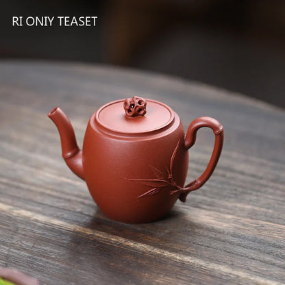 130ml Chinese Yixing High-end Purple Clay Teapots Beauty Kettle Famous Handmade Bamboo Joint Shape Tea Pot Raw Ore Zisha Tea Set