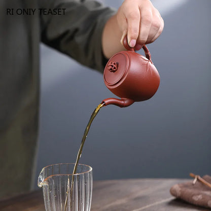 130ml Chinese Yixing High-end Purple Clay Teapots Beauty Kettle Famous Handmade Bamboo Joint Shape Tea Pot Raw Ore Zisha Tea Set