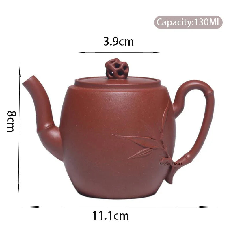 130ml Chinese Yixing High-end Purple Clay Teapots Beauty Kettle Famous Handmade Bamboo Joint Shape Tea Pot Raw Ore Zisha Tea Set