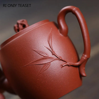 130ml Chinese Yixing High-end Purple Clay Teapots Beauty Kettle Famous Handmade Bamboo Joint Shape Tea Pot Raw Ore Zisha Tea Set