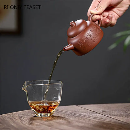130ml Chinese Yixing High-end Purple Clay Teapots Famous Artists Handmade Tea Pot Raw Ore Beauty Kettle Zisha Tea Set Collection