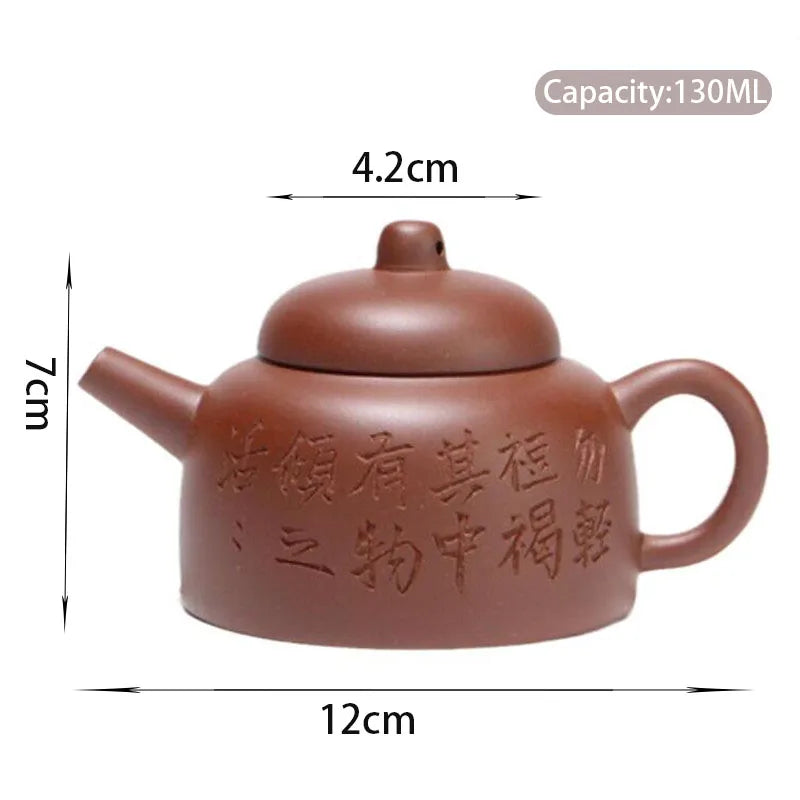 130ml Chinese Yixing High-end Purple Clay Teapots Famous Artists Handmade Tea Pot Raw Ore Beauty Kettle Zisha Tea Set Collection