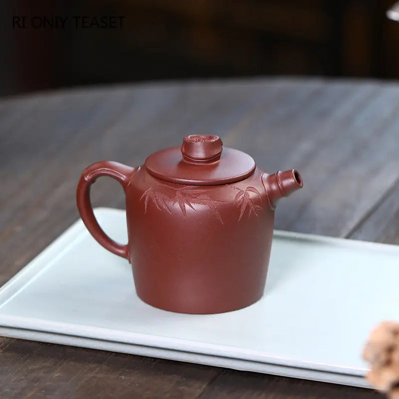 130ml Chinese Yixing High-end Purple Clay Teapots Famous Handmade Bamboo Leaves Tea Pot Kettle Zisha Tea Set Collection Gifts