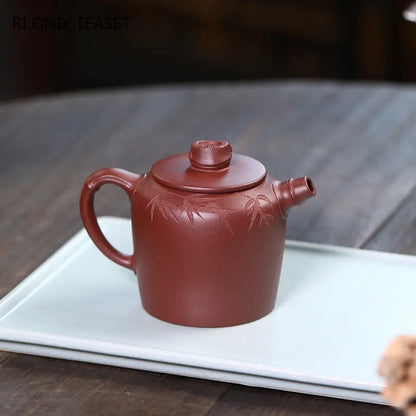 130ml Chinese Yixing High-end Purple Clay Teapots Famous Handmade Bamboo Leaves Tea Pot Kettle Zisha Tea Set Collection Gifts