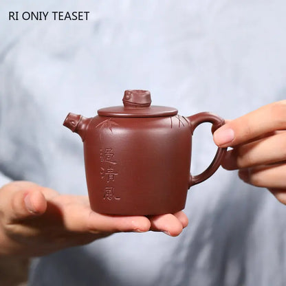130ml Chinese Yixing High-end Purple Clay Teapots Famous Handmade Bamboo Leaves Tea Pot Kettle Zisha Tea Set Collection Gifts