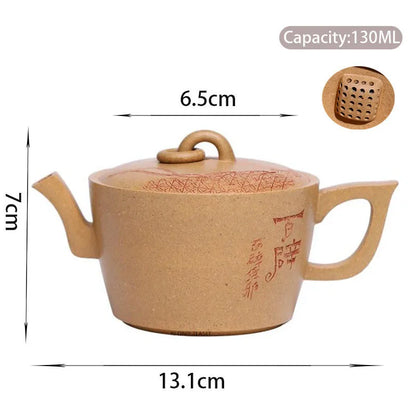 130ml Chinese Yixing High-end Purple Clay Teapots Handmade Large Caliber Tea Pot Raw Ore Section Mud Kettle Zisha Tea Set