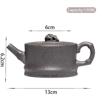 130ml Chinese Yixing Purple Clay Teapot Handmade Large Diameter Bamboo Segment Tea Pot Collection Kettle High-end Zisha Tea Set