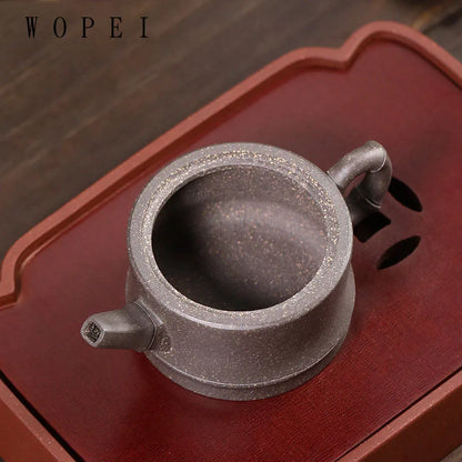 130ml Chinese Yixing Purple Clay Teapot Handmade Large Diameter Bamboo Segment Tea Pot Collection Kettle High-end Zisha Tea Set