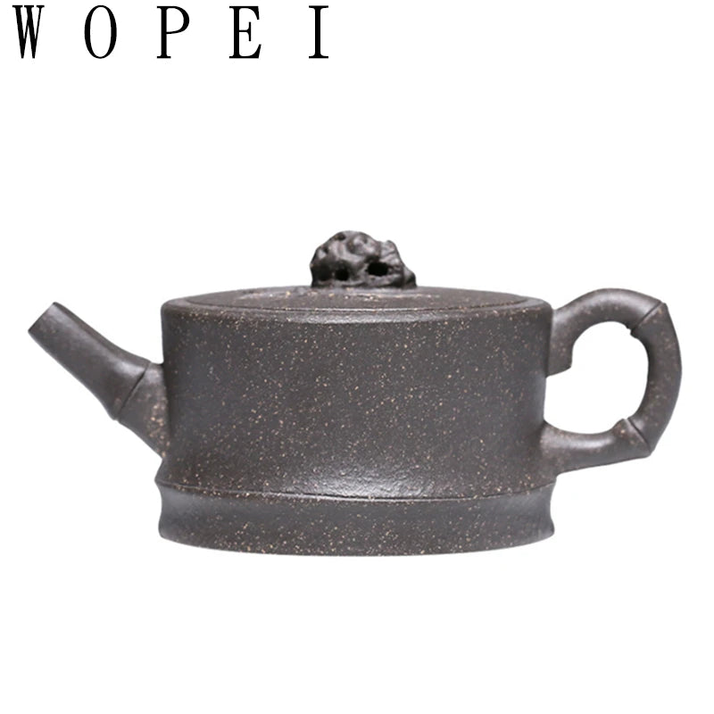 130ml Chinese Yixing Purple Clay Teapot Handmade Large Diameter Bamboo Segment Tea Pot Collection Kettle High-end Zisha Tea Set