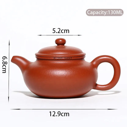 130ml Chinese Yixing Purple Clay Teapot Master Handmade Tea Pot Raw Ore Fish Seed Red Mud Beauty Kettle Authentic Zisha Tea Set