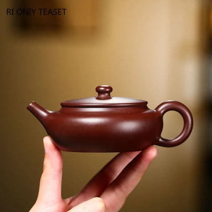 130ml Chinese Yixing Purple Clay Teapots Famous Artists Handmade Raw Ore Purple Zhu Mud Tea Pot Kettle Authentic Zisha Tea Set