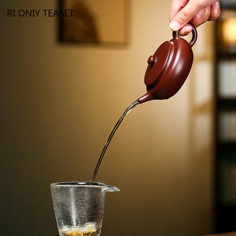 130ml Chinese Yixing Purple Clay Teapots Famous Artists Handmade Raw Ore Purple Zhu Mud Tea Pot Kettle Authentic Zisha Tea Set