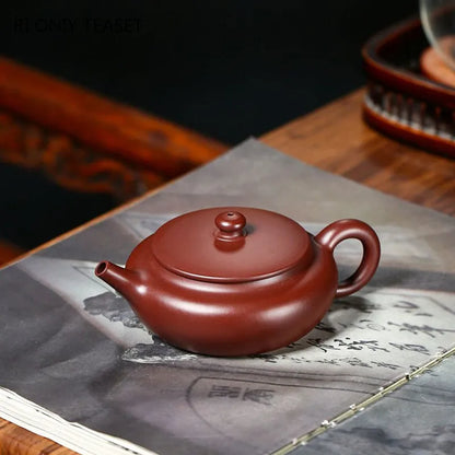 130ml Chinese Yixing Purple Clay Teapots Famous Artists Handmade Raw Ore Purple Zhu Mud Tea Pot Kettle Authentic Zisha Tea Set