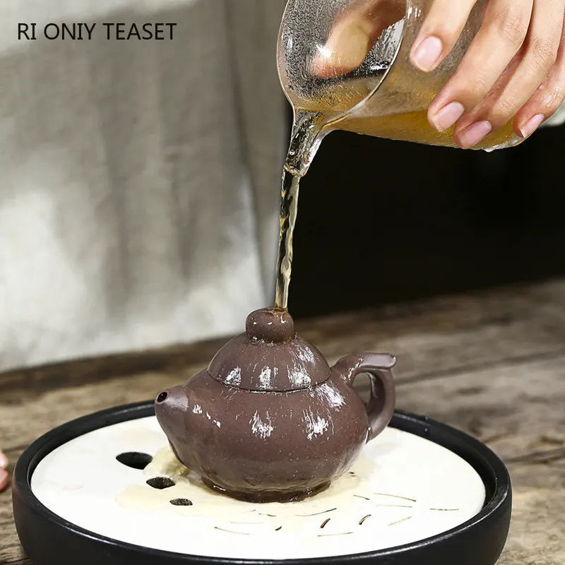 130ml Chinese Yixing Purple Clay Teapots Famous Artists High-end Handmade Tea Pot Raw Ore Beauty Kettle Zisha Tea Set Collection