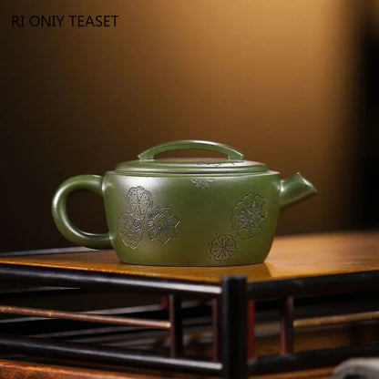 130ml Chinese Yixing Purple Clay Teapots Handmade Tea Pot Raw Ore Green Mud Beauty Kettle Famous Artists Zisha Tea Set Teaware