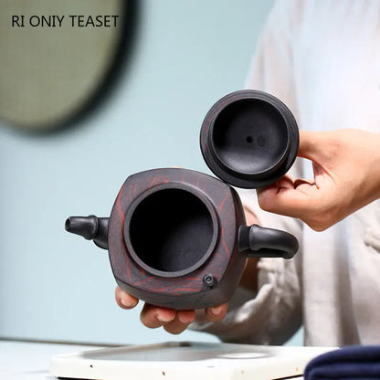 130ml Chinese Yixing Raw Ore Purple Clay Teapots Large Capacity Handmade Bamboo Leaf Tea Pot Beauty Kettle Famous Zisha Tea Set